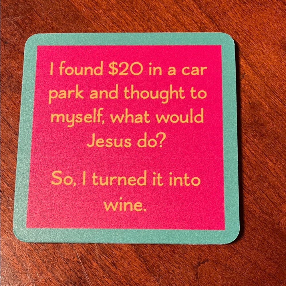 Humorous Pink and Green Coaster